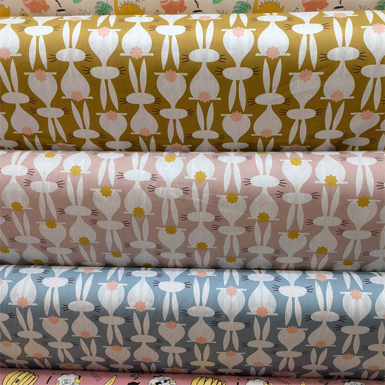 KTX-570195 Cartoon Panda and Tiger 100% Cotton Twill Fabric - 160cm Wide