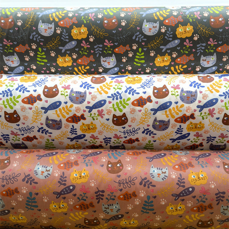 KTX-570195 Cartoon Panda and Tiger 100% Cotton Twill Fabric - 160cm Wide