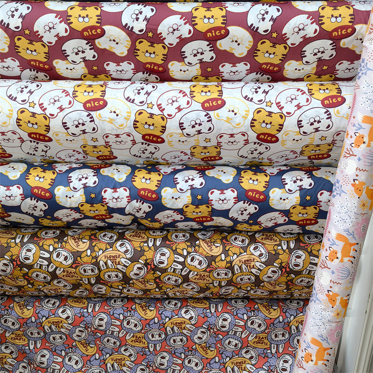 KTX-570195 Cartoon Panda and Tiger 100% Cotton Twill Fabric - 160cm Wide