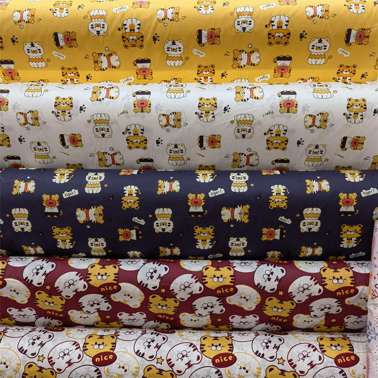 KTX-570195 Cartoon Panda and Tiger 100% Cotton Twill Fabric - 160cm Wide
