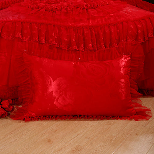 KTX-570515 Jacquard Wedding Lace Embroidery Quilt Set - Multi-Piece Cotton Bedding Collection