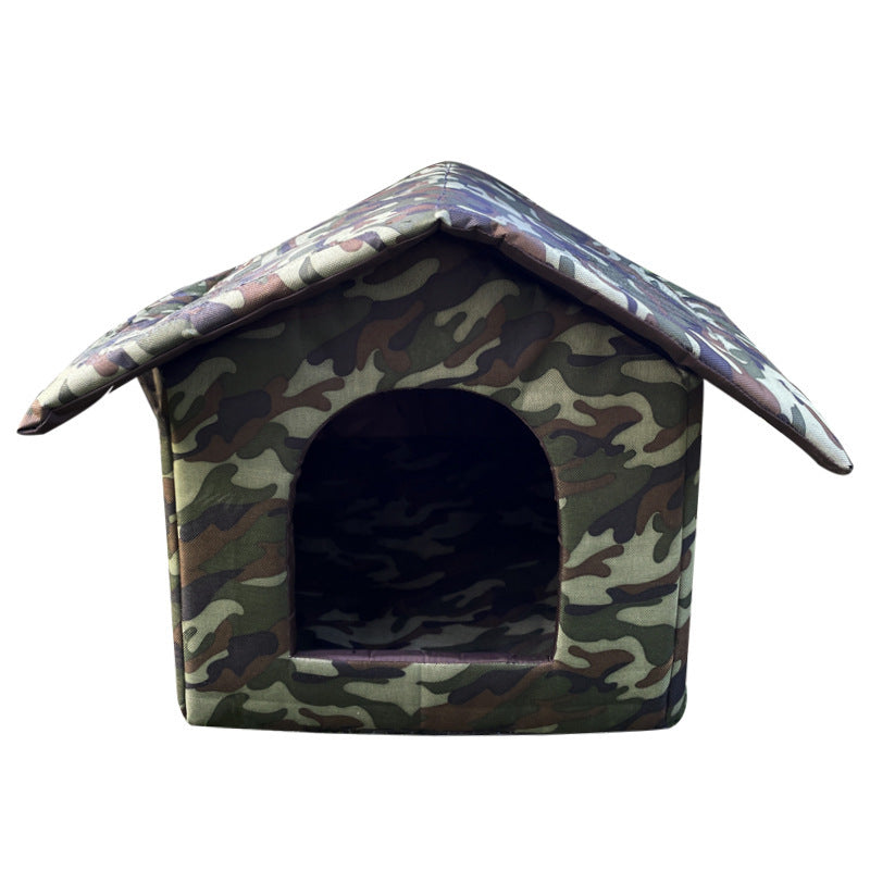 KTX-570643 Outdoor Waterproof Foldable Cat House - Removable & Washable Winter Nest in Black & Camouflage (S, M, L)