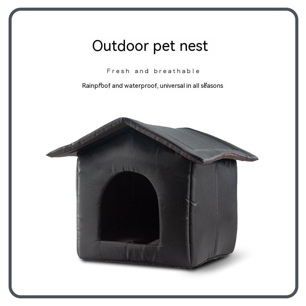 KTX-570643 Outdoor Waterproof Foldable Cat House - Removable & Washable Winter Nest in Black & Camouflage (S, M, L)