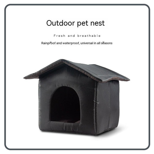 KTX-570643 Outdoor Waterproof Foldable Cat House - Removable & Washable Winter Nest in Black & Camouflage (S, M, L)