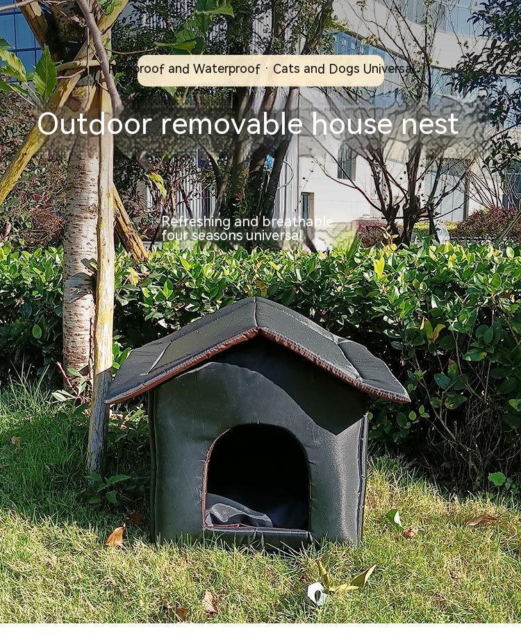 KTX-570643 Outdoor Waterproof Foldable Cat House - Removable & Washable Winter Nest in Black & Camouflage (S, M, L)