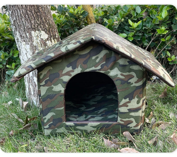 KTX-570643 Outdoor Waterproof Foldable Cat House - Removable & Washable Winter Nest in Black & Camouflage (S, M, L)