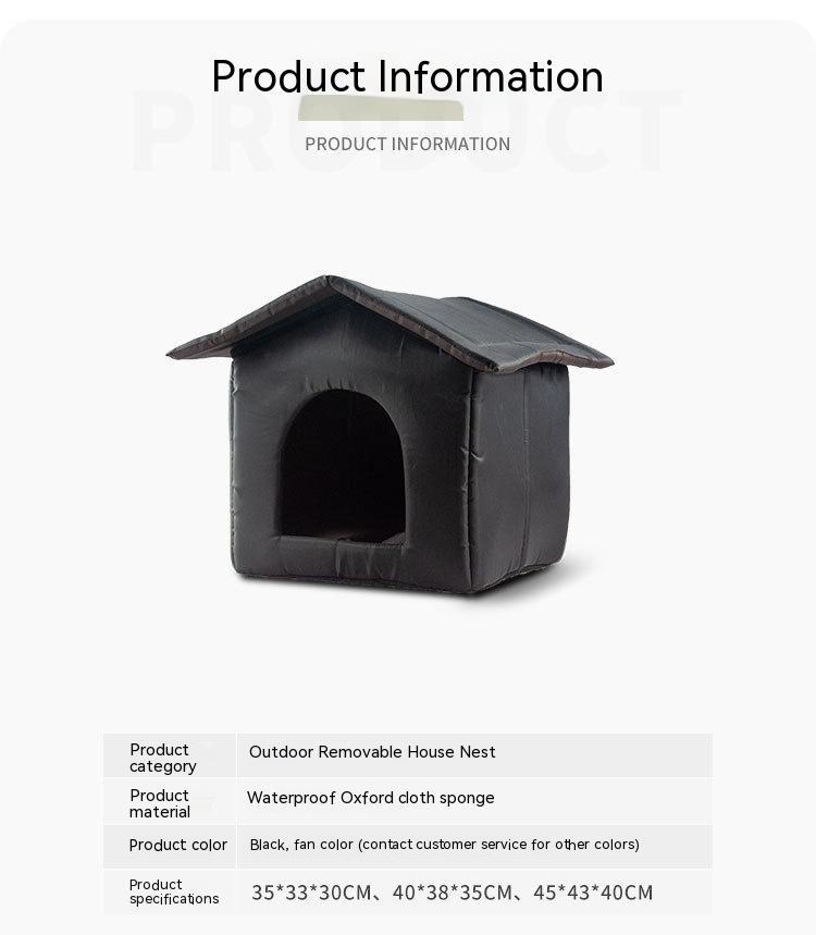 KTX-570643 Outdoor Waterproof Foldable Cat House - Removable & Washable Winter Nest in Black & Camouflage (S, M, L)