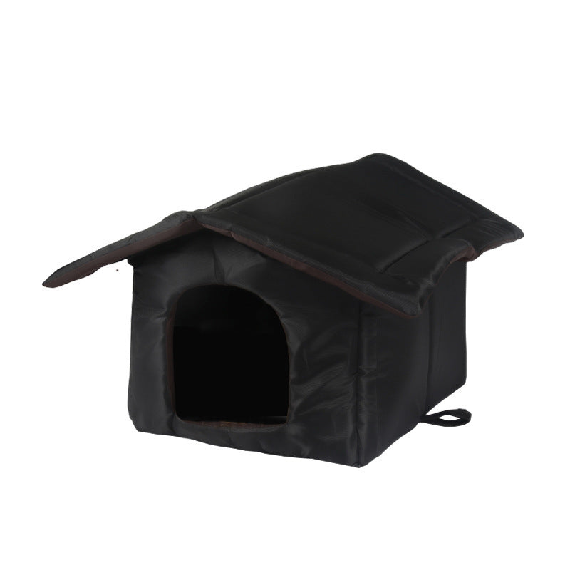 KTX-570643 Outdoor Waterproof Foldable Cat House - Removable & Washable Winter Nest in Black & Camouflage (S, M, L)