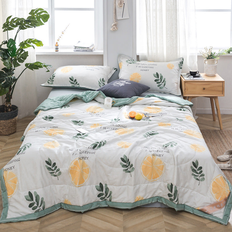 KTX-571347 Air-Conditioned Double Quilt in Washed Cotton with Polyester Filling for Summer Comfort