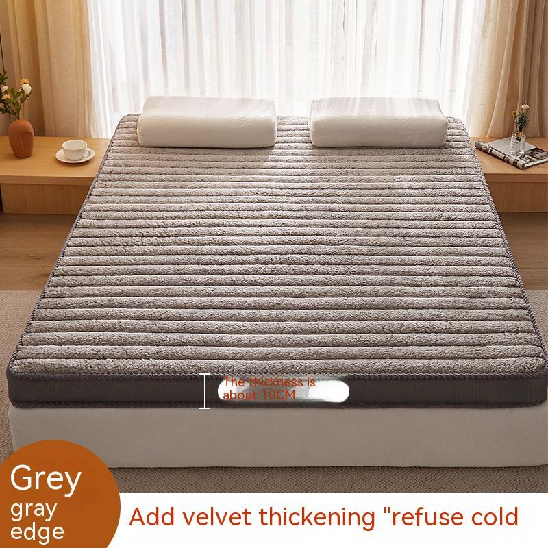 KTX-571667 Memory Foam Latex Mattress with Upgraded Lamb Fleece Cover, 10cm Thickness, Available in White and Grey