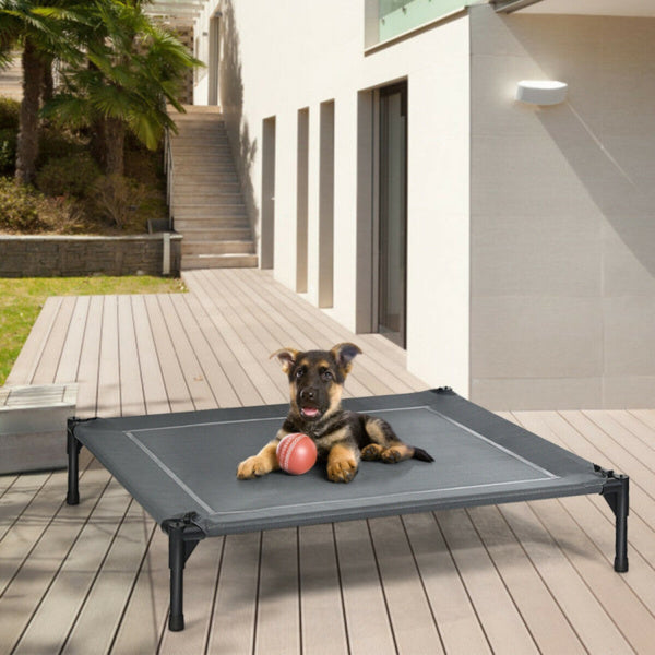 KTX-571795 Elevated Dog Bed with UV Resistant Canopy - 35.5" x 32" - Water-Resistant, Comfortable & Portable