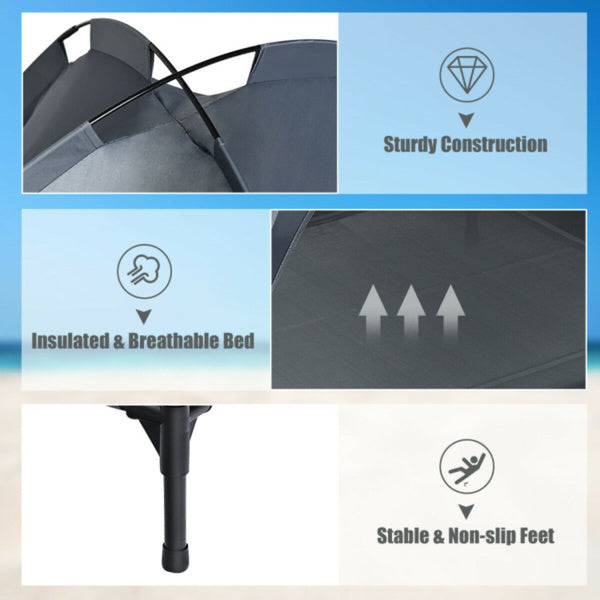 KTX-571795 Elevated Dog Bed with UV Resistant Canopy - 35.5" x 32" - Water-Resistant, Comfortable & Portable