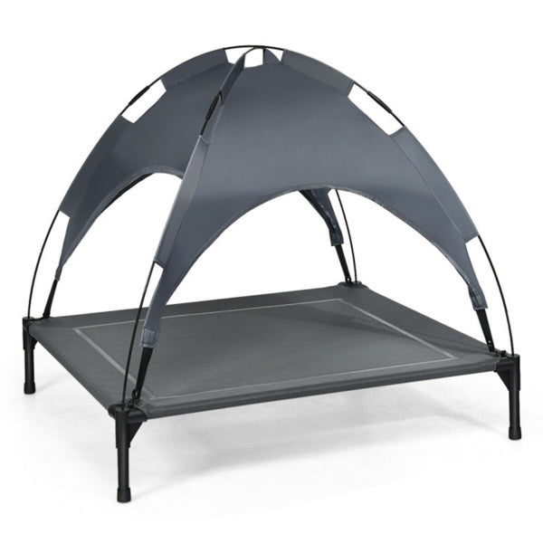 KTX-571795 Elevated Dog Bed with UV Resistant Canopy - 35.5" x 32" - Water-Resistant, Comfortable & Portable