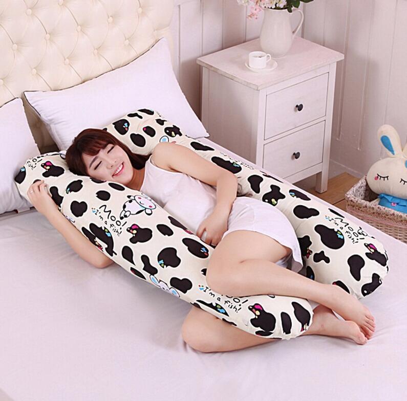 KTX-572435 Pregnancy and Maternity Body Pillow with Removable Cotton Cover, Rectangular Design, 80-140 cm, Soft 7D Cotton Filling