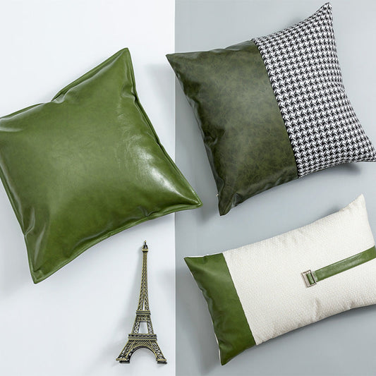 KTX-573715 Modern Plain PU Leather Cushion Cover for Living Room Décor