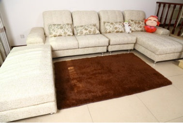 KTX-573971 Silk Wool Blend Carpet for Bedroom and Living Room, Soft and Smooth Finish