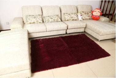 KTX-573971 Silk Wool Blend Carpet for Bedroom and Living Room, Soft and Smooth Finish