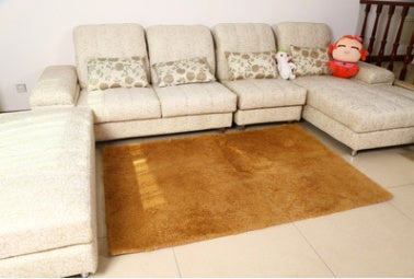 KTX-573971 Silk Wool Blend Carpet for Bedroom and Living Room, Soft and Smooth Finish