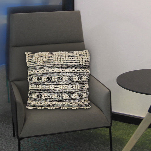 KTX-574803 Black Wool Tassel Cushion Pillowcase in Fashion Casual Style