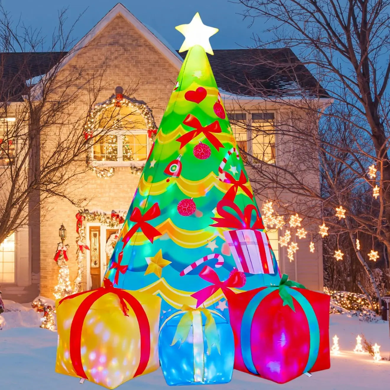 KTX-575571 7 FT Inflatable Christmas Tree with LED Lights for Outdoor Holiday Decor