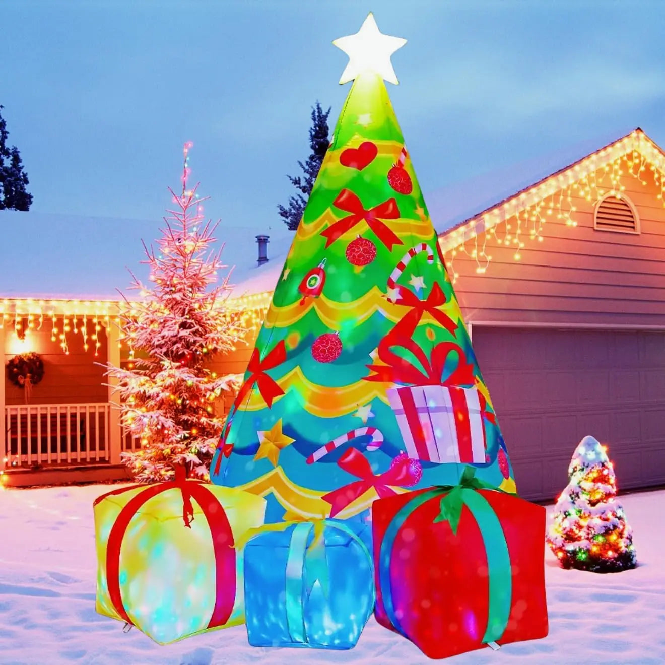 KTX-575571 7 FT Inflatable Christmas Tree with LED Lights for Outdoor Holiday Decor