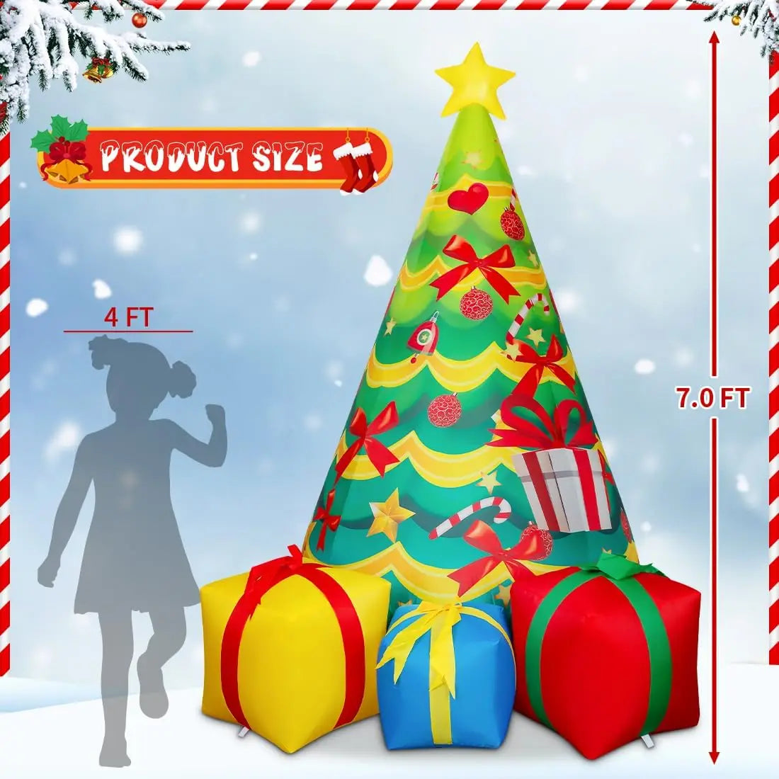 KTX-575571 7 FT Inflatable Christmas Tree with LED Lights for Outdoor Holiday Decor