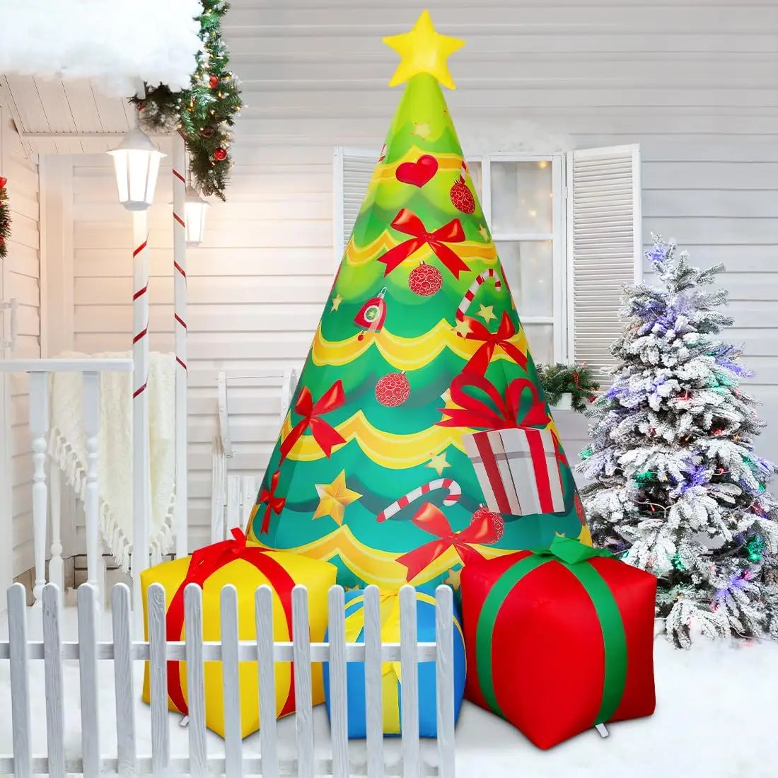 KTX-575571 7 FT Inflatable Christmas Tree with LED Lights for Outdoor Holiday Decor