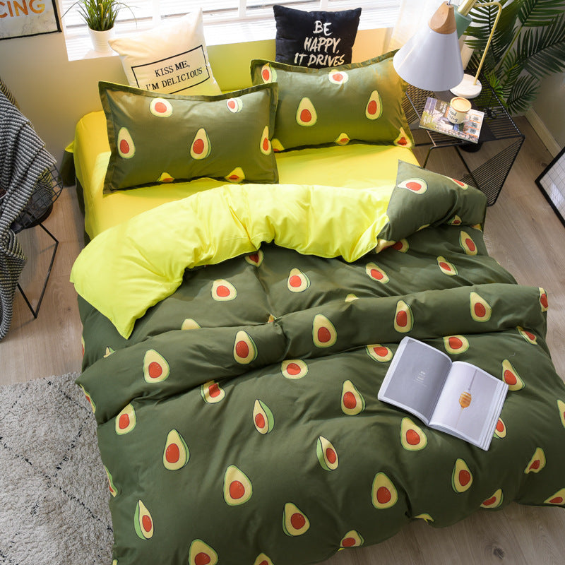 KTX-575955 Brushed Soft Cotton Four-Piece Bedding Set with Various Floral Designs