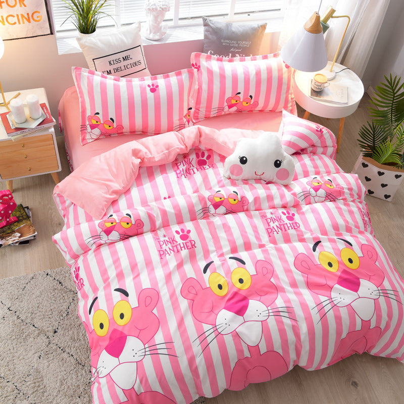 KTX-575955 Brushed Soft Cotton Four-Piece Bedding Set with Various Floral Designs