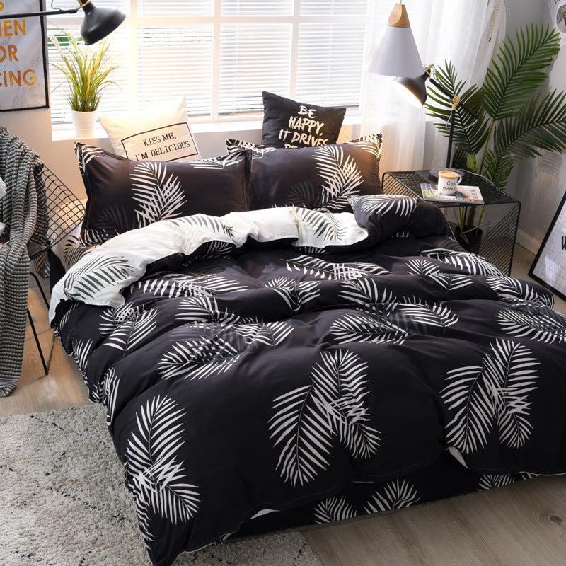 KTX-575955 Brushed Soft Cotton Four-Piece Bedding Set with Various Floral Designs