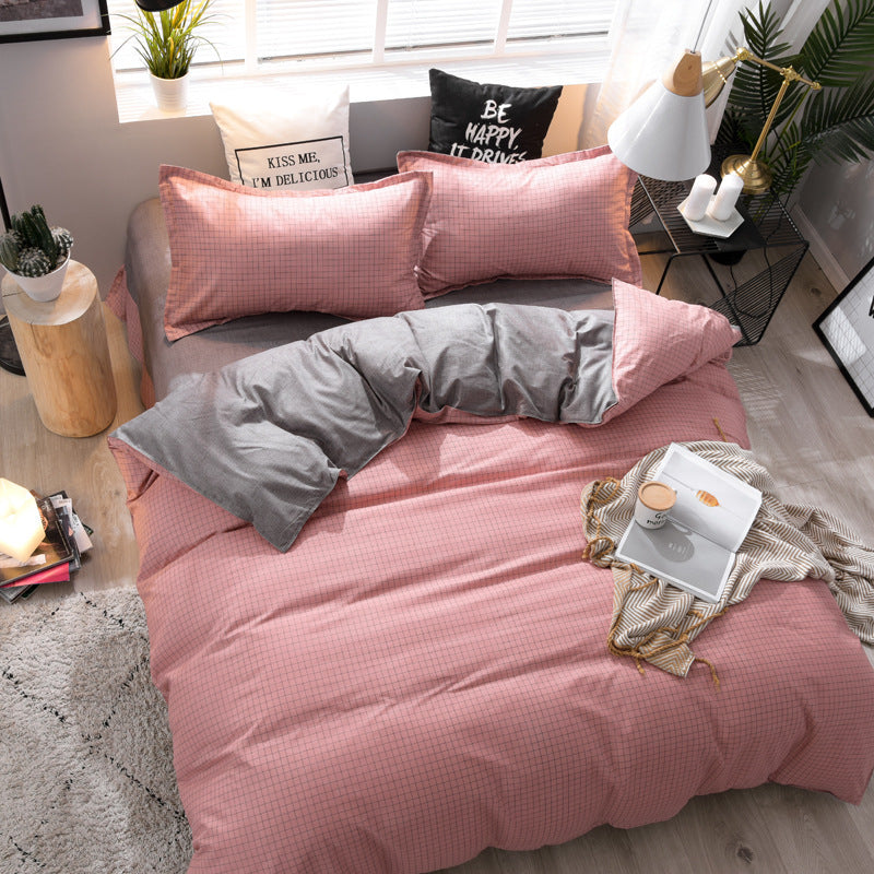 KTX-575955 Brushed Soft Cotton Four-Piece Bedding Set with Various Floral Designs