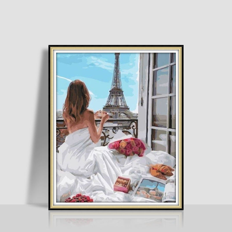KTX-577043 Digital Oil Painting in Romantic Style – Modern Minimalist Artwork, Size 40 x 50 cm