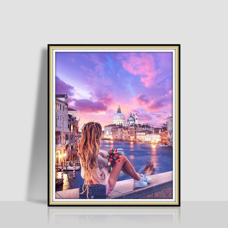 KTX-577043 Digital Oil Painting in Romantic Style – Modern Minimalist Artwork, Size 40 x 50 cm