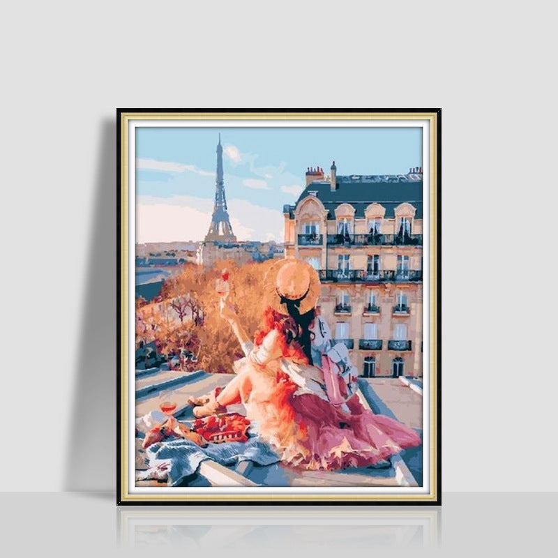 KTX-577043 Digital Oil Painting in Romantic Style – Modern Minimalist Artwork, Size 40 x 50 cm