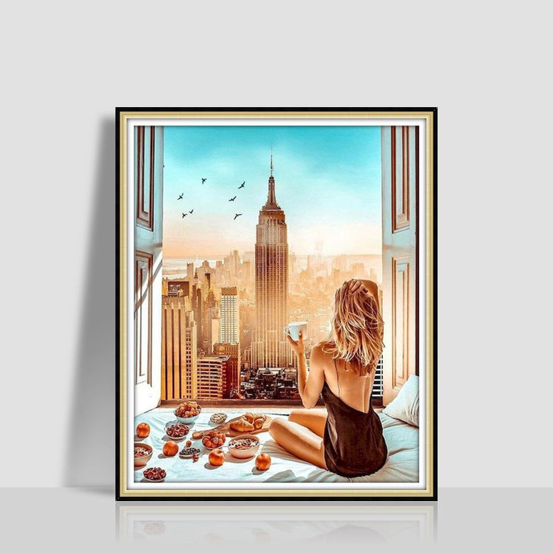 KTX-577043 Digital Oil Painting in Romantic Style – Modern Minimalist Artwork, Size 40 x 50 cm