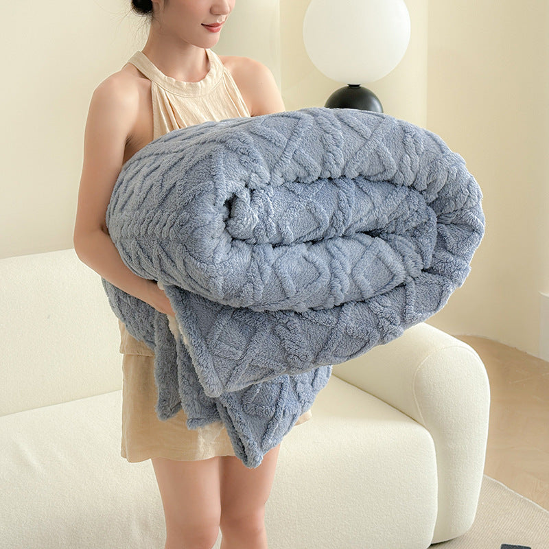 KTX-577107 Cozy Double-Sided Velvet Blanket for Sofa and Lunch Break, Multiple Sizes Available