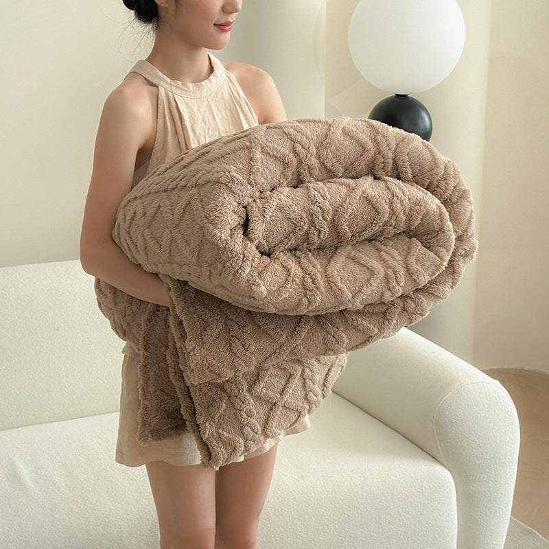 KTX-577107 Cozy Double-Sided Velvet Blanket for Sofa and Lunch Break, Multiple Sizes Available