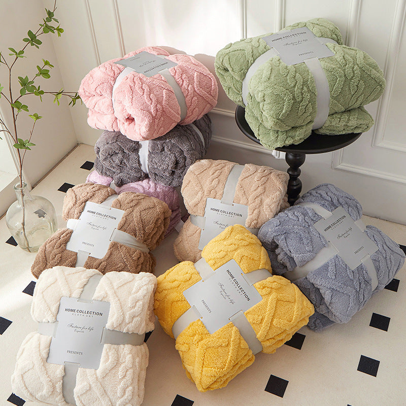 KTX-577107 Cozy Double-Sided Velvet Blanket for Sofa and Lunch Break, Multiple Sizes Available