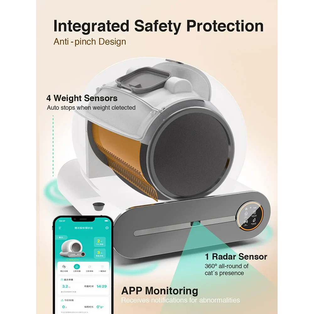 KTX-577555 Large Capacity Smart Cat Litter Box with Automatic Cleaning and Odor Control, 65L Easy-Clean Design