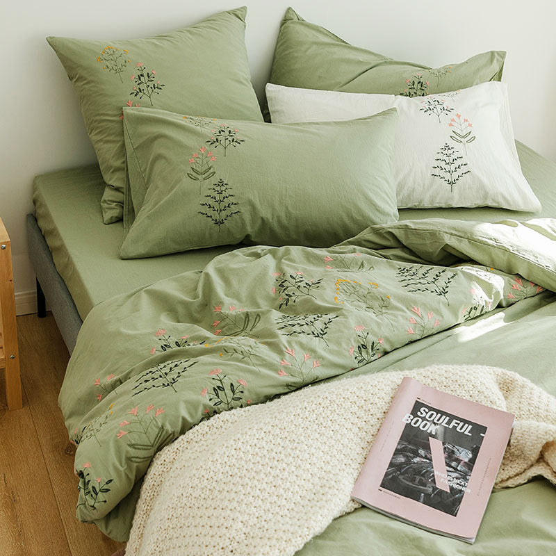 KTX-578259 Cotton Floral Bedding Set - Four Piece Korean Style for 1.5m Bed