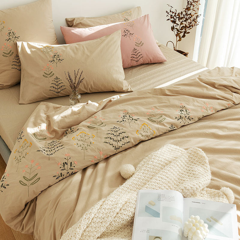 KTX-578259 Cotton Floral Bedding Set - Four Piece Korean Style for 1.5m Bed