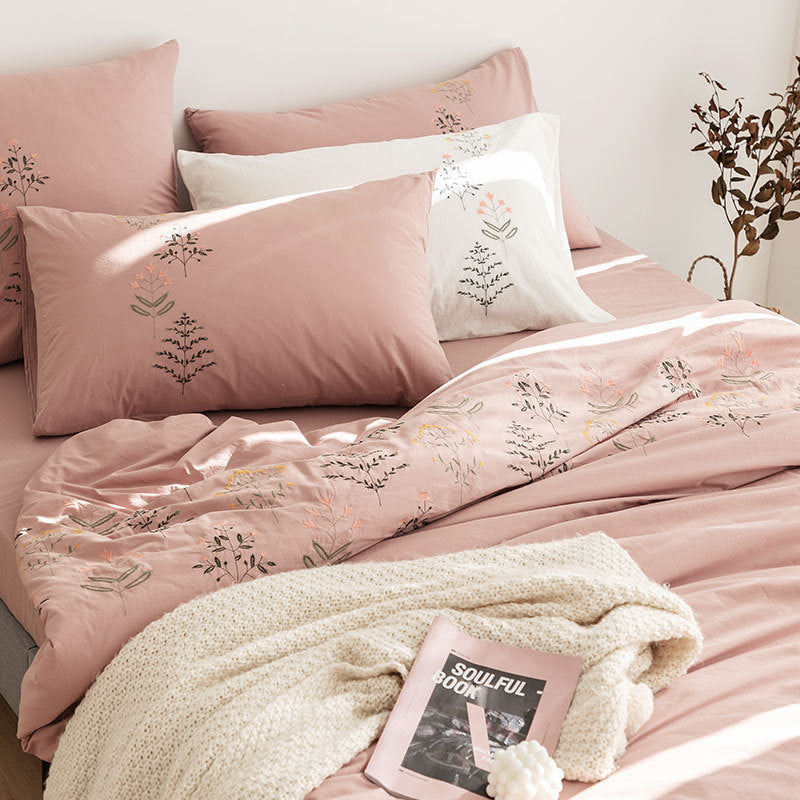 KTX-578259 Cotton Floral Bedding Set - Four Piece Korean Style for 1.5m Bed