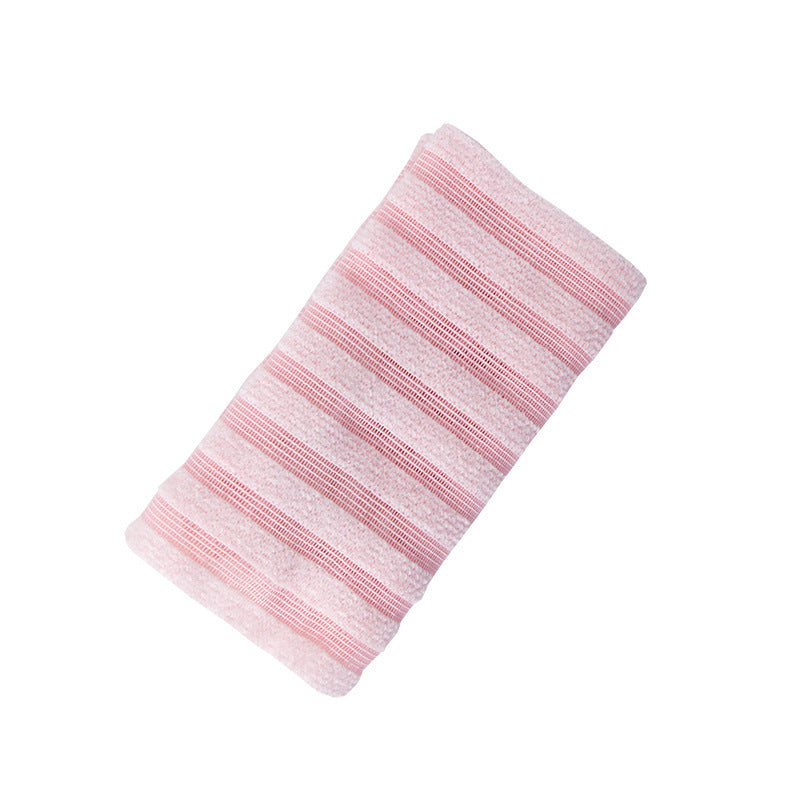 KTX-578835 Men's and Women's Long Bath Towel with Easy Foaming Bath & Back Rub - Available in Pink Stripes, Blue Stripes, and Black Plaid