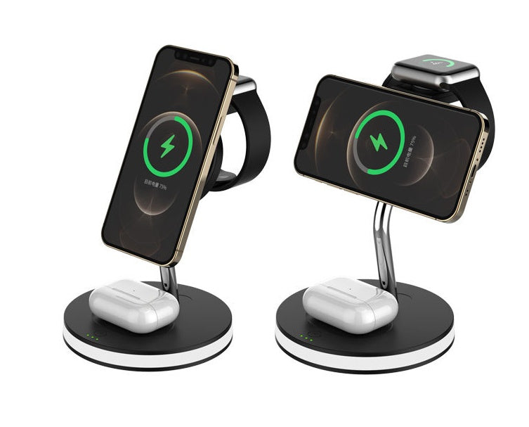 KTX-579475 Four-in-One Wireless Charger for Watch and Lamp - Fast Magnetic Alignment, USB-C Input, 15W Compatibility
