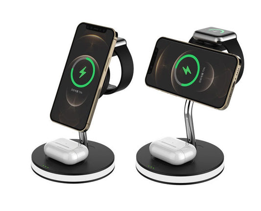 KTX-579475 Four-in-One Wireless Charger for Watch and Lamp - Fast Magnetic Alignment, USB-C Input, 15W Compatibility