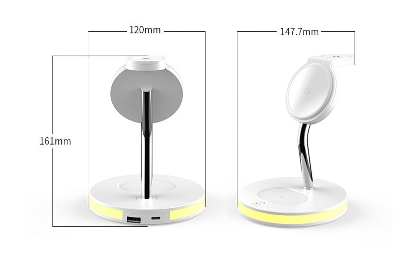 KTX-579475 Four-in-One Wireless Charger for Watch and Lamp - Fast Magnetic Alignment, USB-C Input, 15W Compatibility