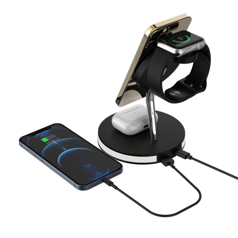 KTX-579475 Four-in-One Wireless Charger for Watch and Lamp - Fast Magnetic Alignment, USB-C Input, 15W Compatibility