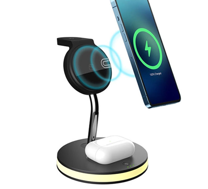 KTX-579475 Four-in-One Wireless Charger for Watch and Lamp - Fast Magnetic Alignment, USB-C Input, 15W Compatibility