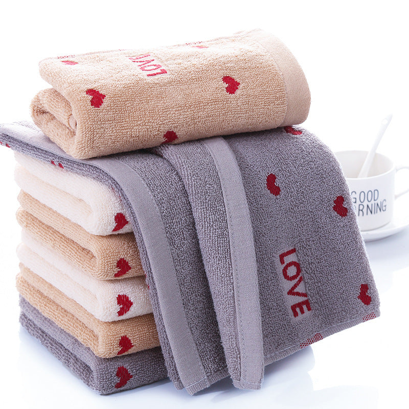 KTX-579987 Pure Cotton Embroidered Towels for Couples - Jacquard Design in White, Brown, Light Gray