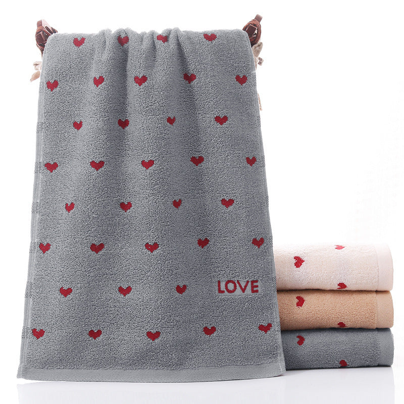 KTX-579987 Pure Cotton Embroidered Towels for Couples - Jacquard Design in White, Brown, Light Gray